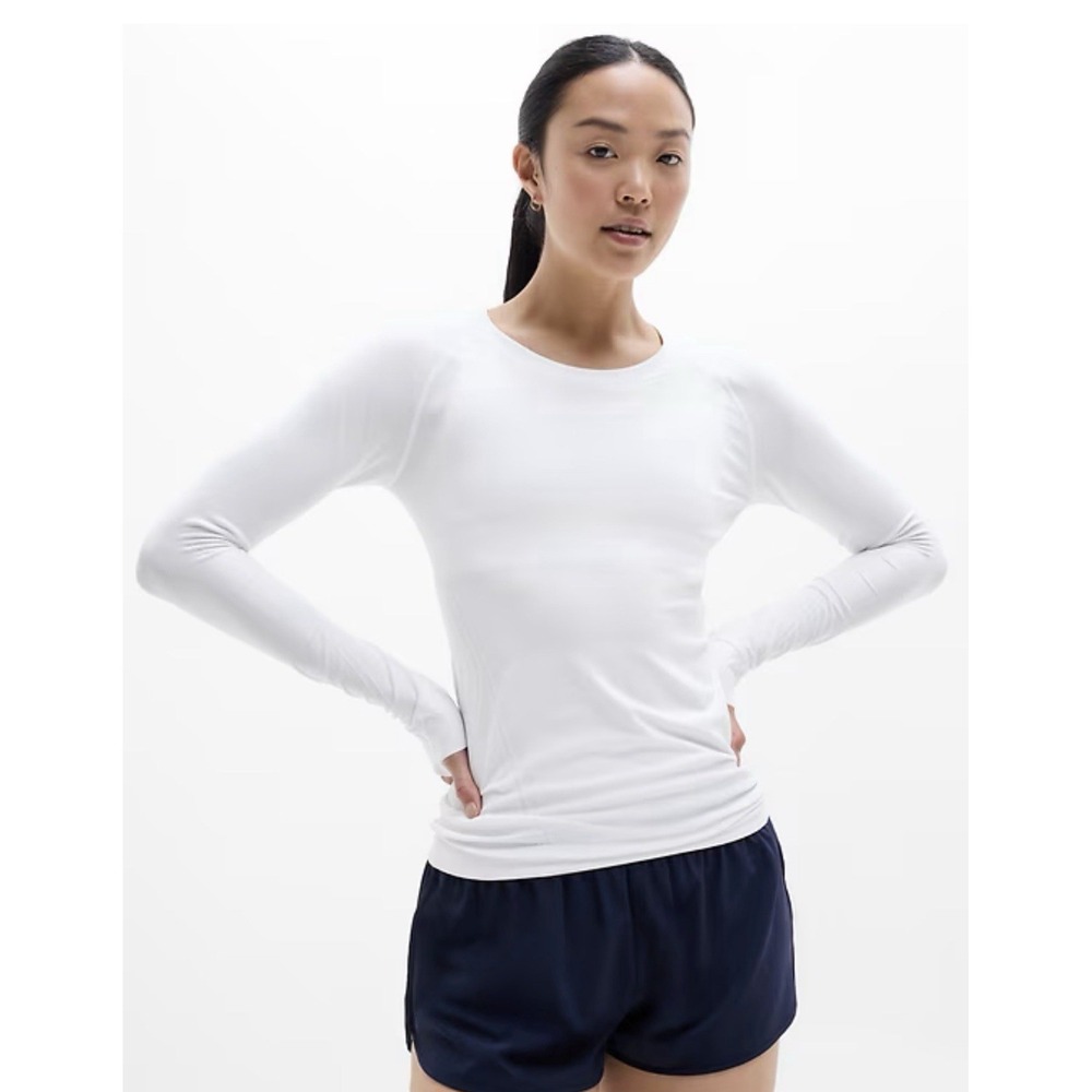 Athleta Momentum Seamless Top 2x White‎ Gym Running Athleisure Comfort Pilates